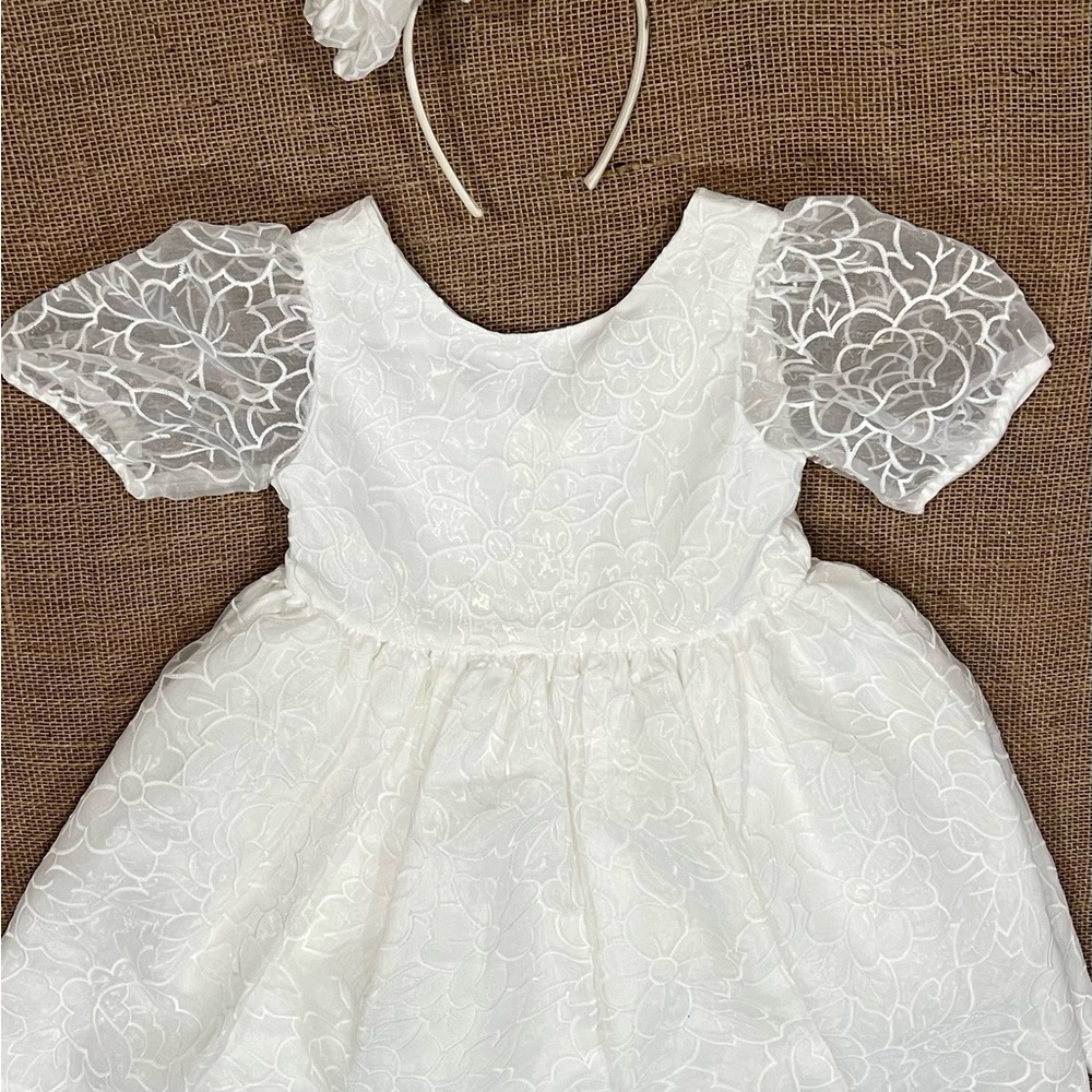 Janie and Jack White Floral Dress with Headband